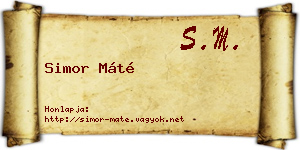 Simor Máté névjegykártya